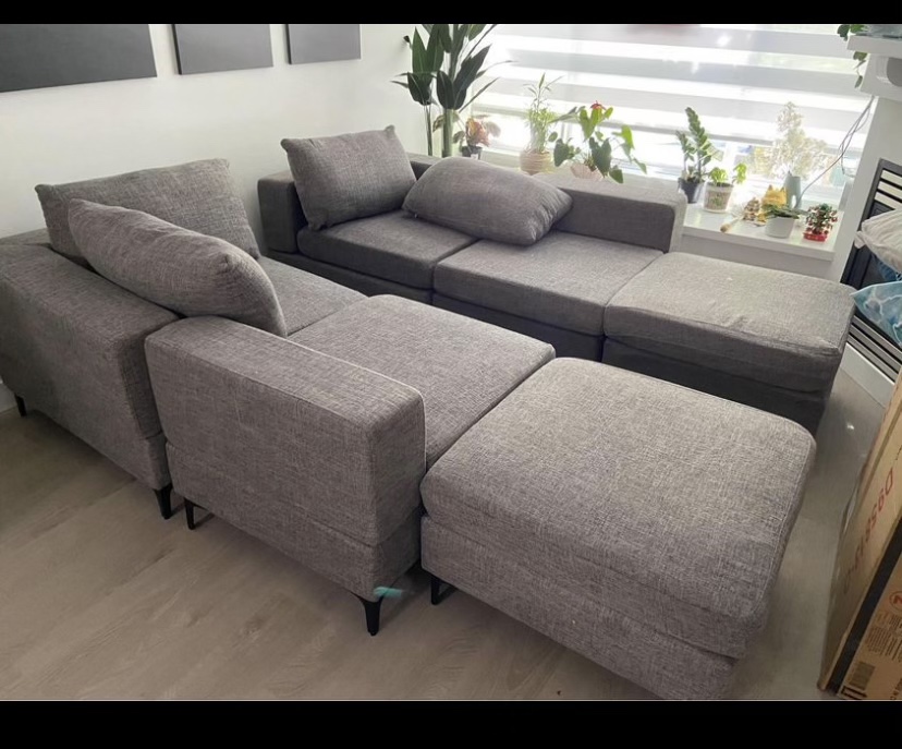 Grey Sectional Couch-less than 1 year old