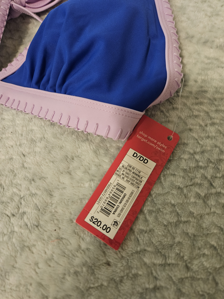 BNWT: D/DD Bathing suit Bikini Top Lilac/Blue - photo 2