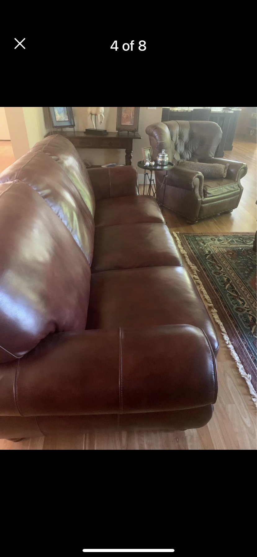 Natural leather sofa and chai - photo 2