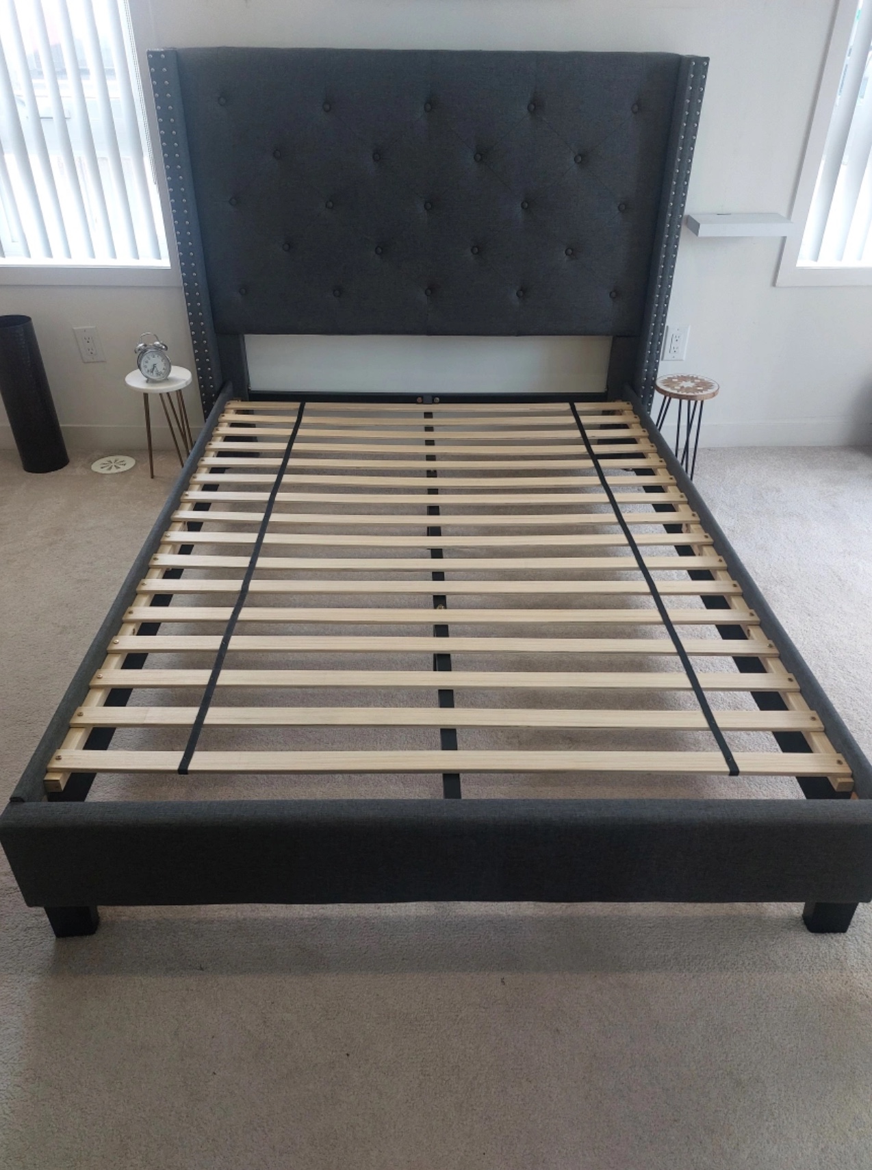 Grey bed frame