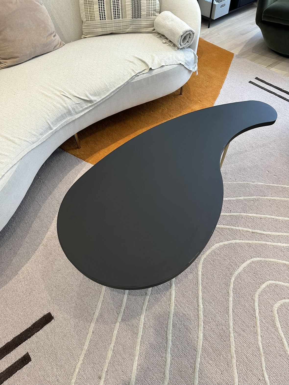 Hiran Kidney Shaped Black Iron Coffee Table - photo 2