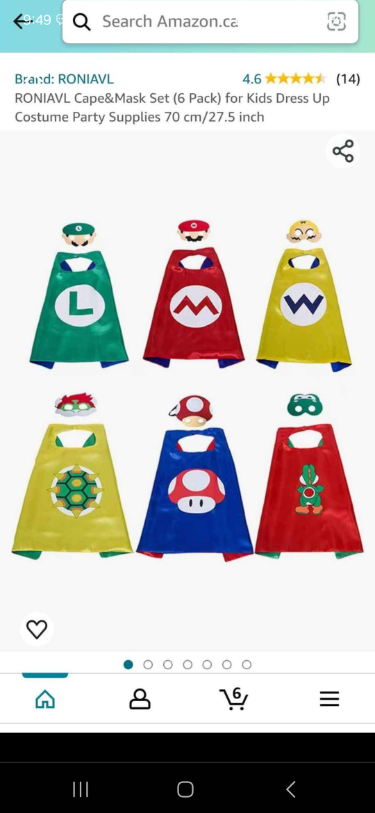 brand new set of 6 super Mario capes n masks thumbnail