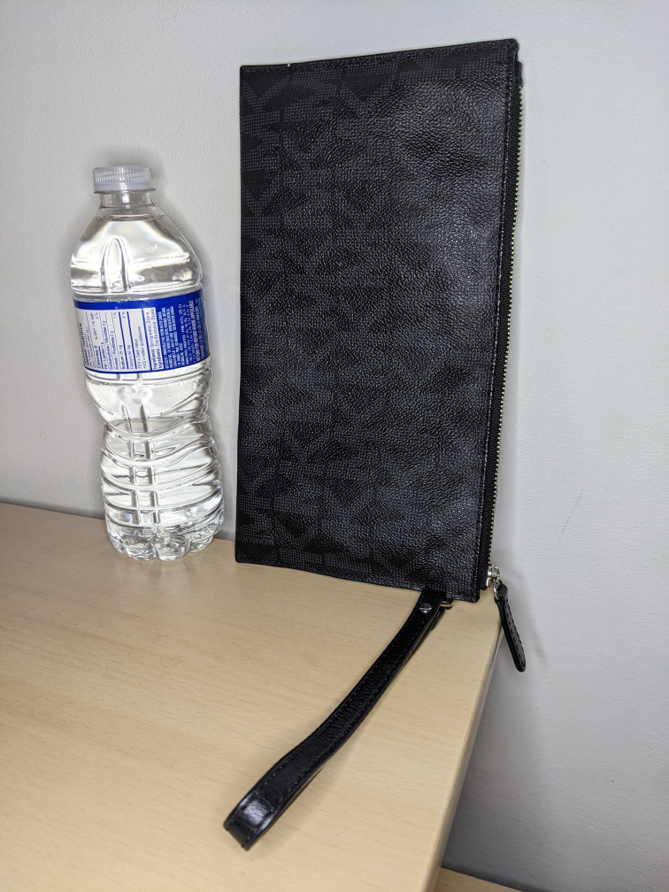 Michael Kors MK Logo Purse Tote Wallet Handbag Black & Grey image indicator(2)