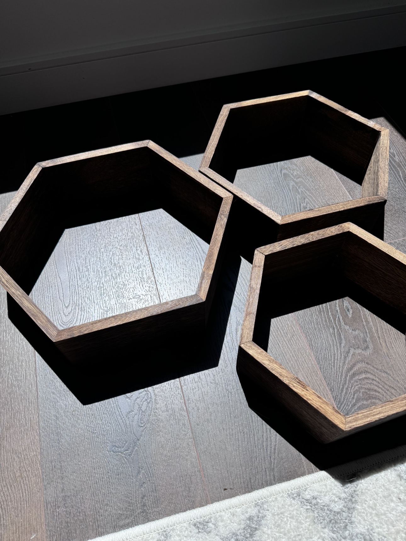3 Hexagon Wall Shelves