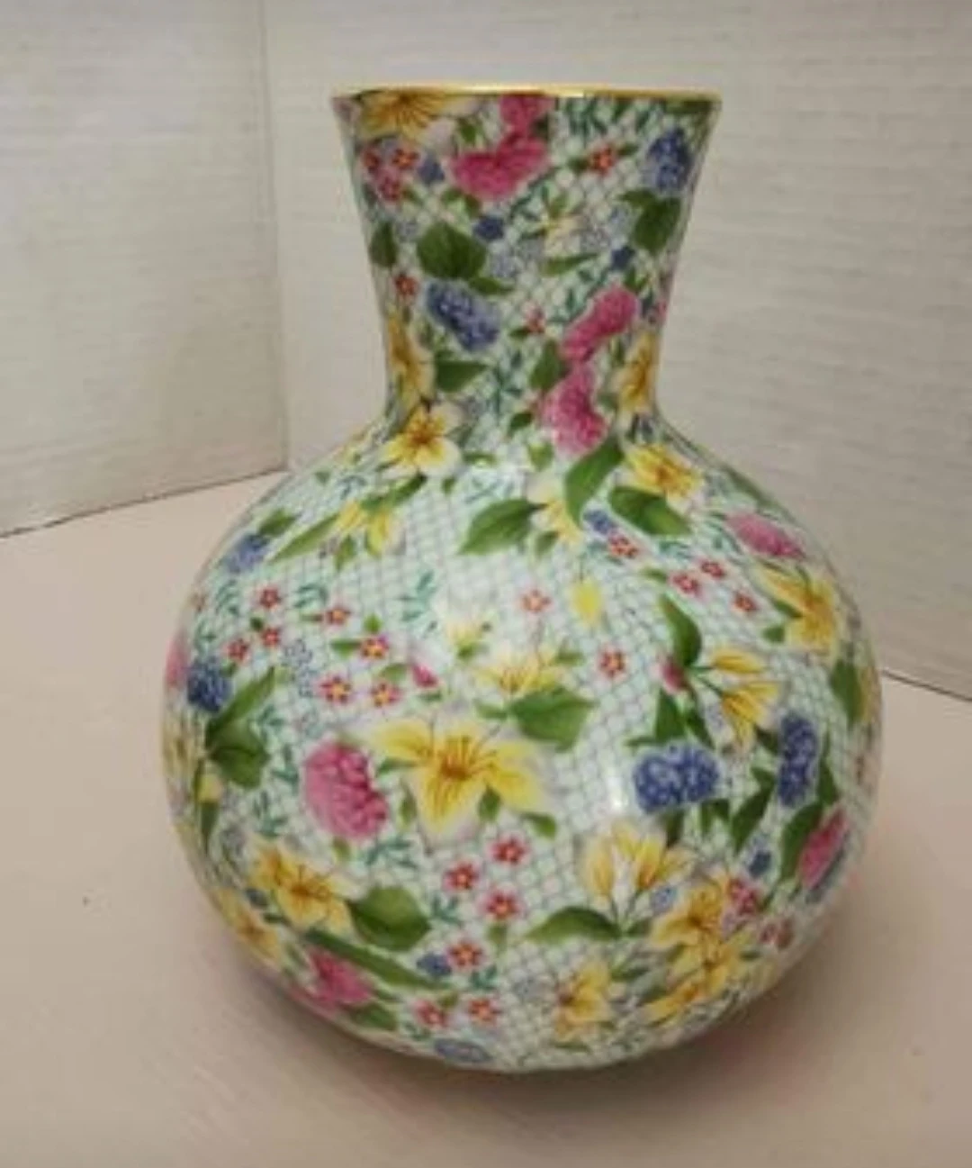 FLORAL CHINTZ Bud Vase With Gold Rim - photo 5