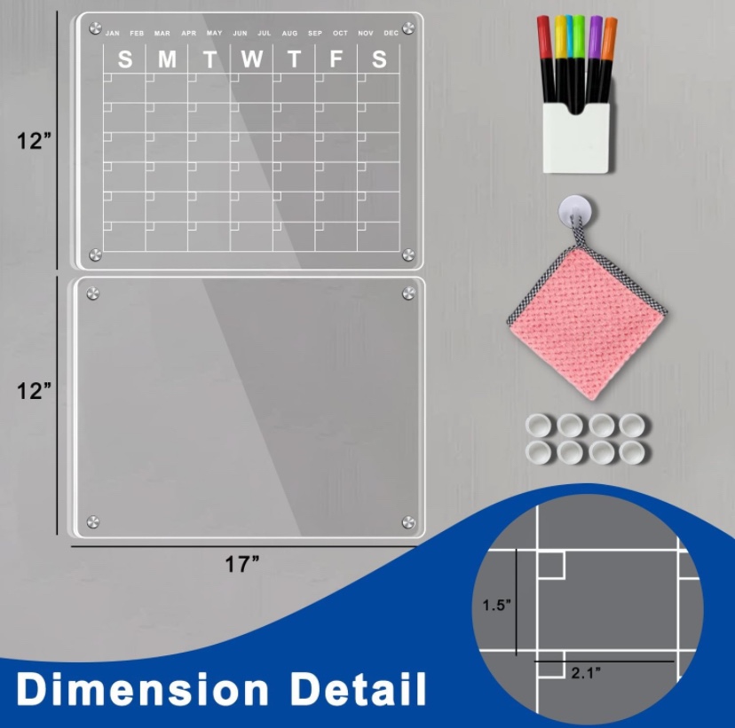 Magnetic Acrylic Calendar for Fridge image indicator(2)