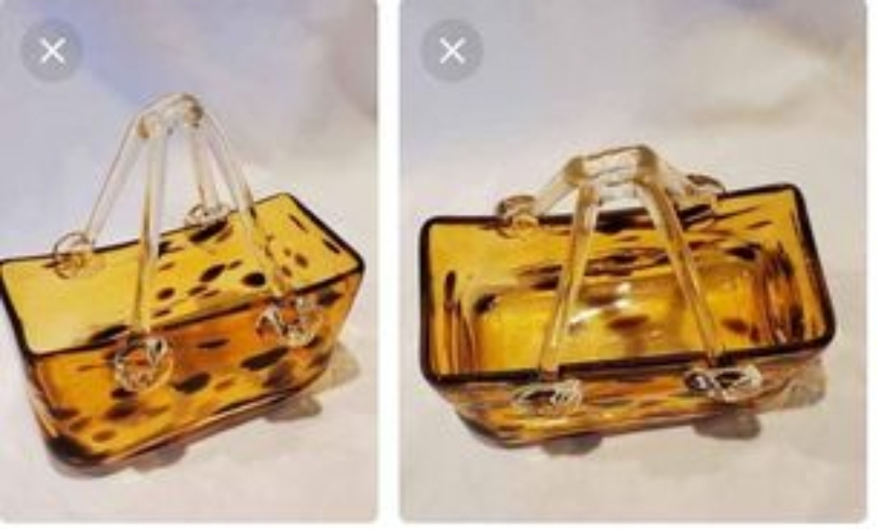 Glass Purses, Coin purse, Basket, Vases, Each Sold