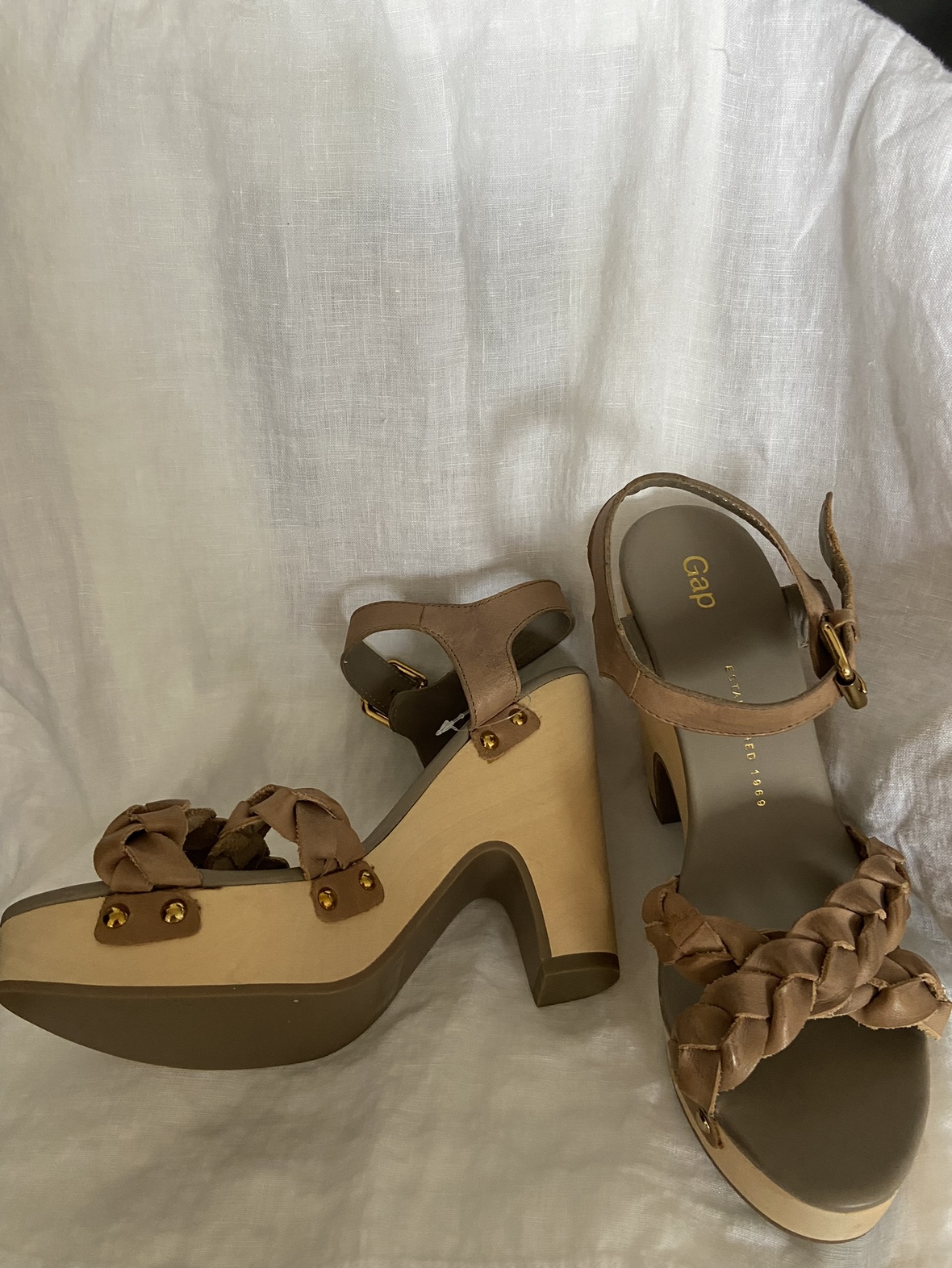 Gap Braided Sandals Leather and Wood size 7 new - photo 3