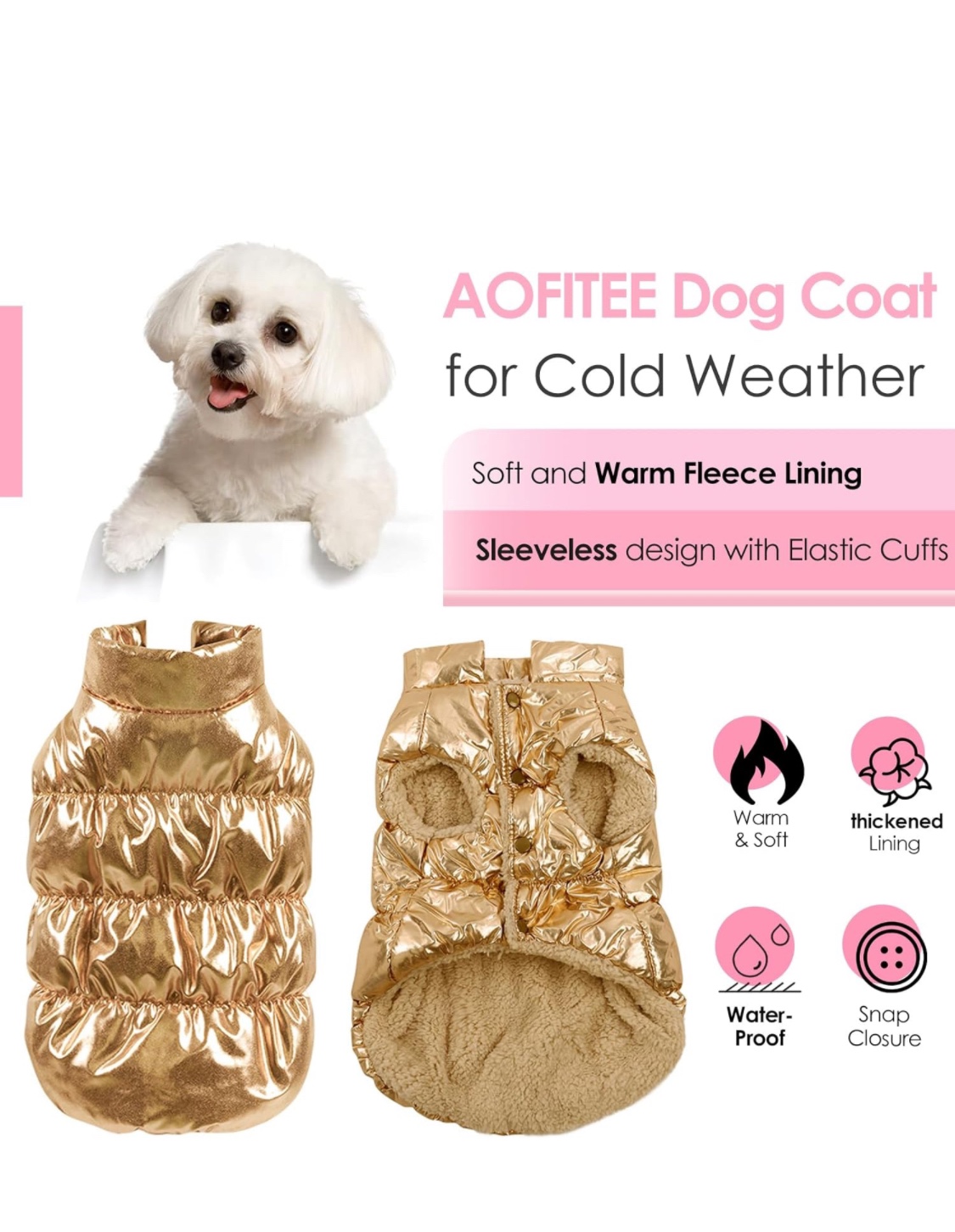 💚Aofitee Gold dog Coat image indicator(4)