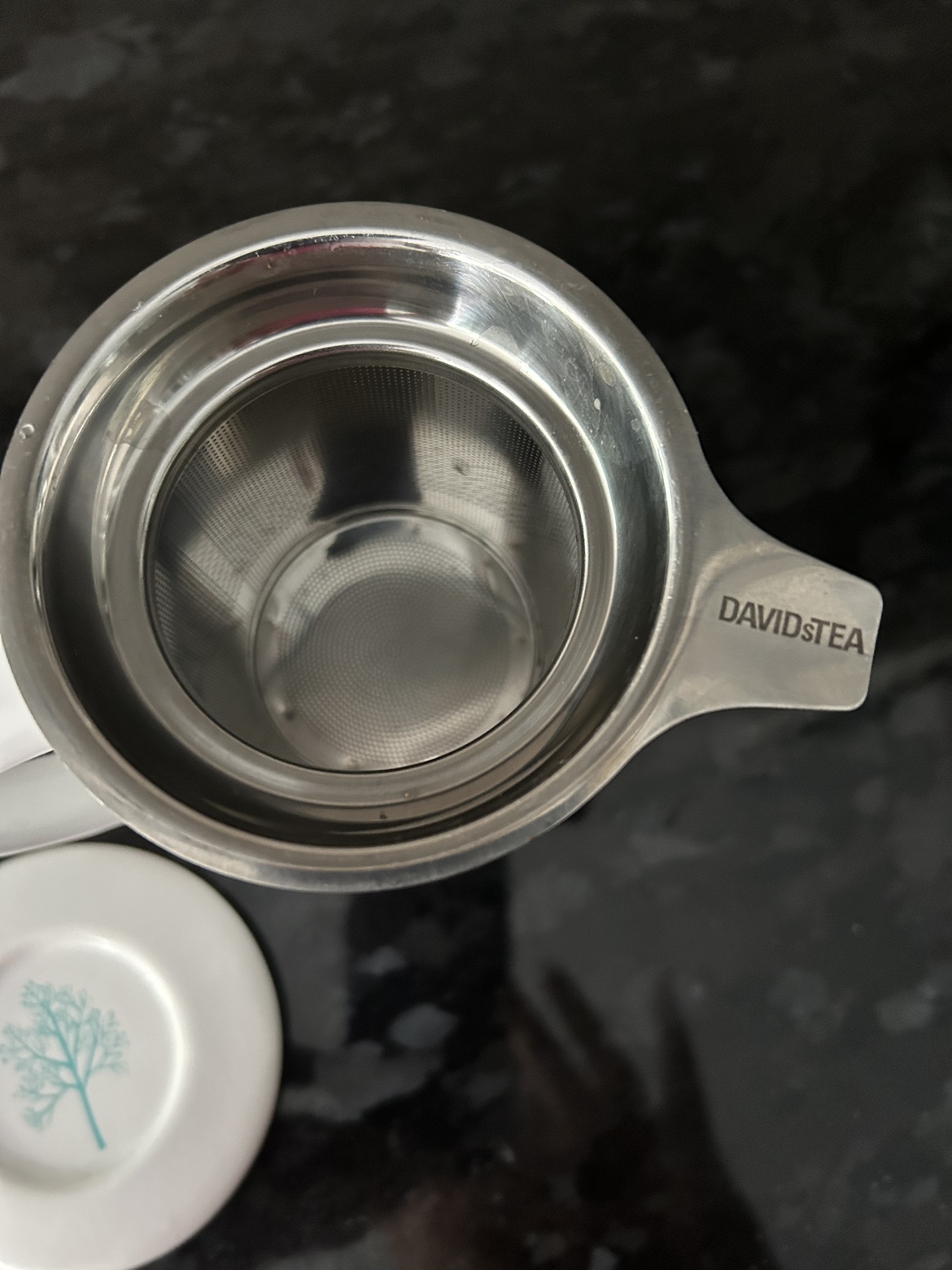 David’s tea ceramic cup with loose leaf steeper image indicator(5)