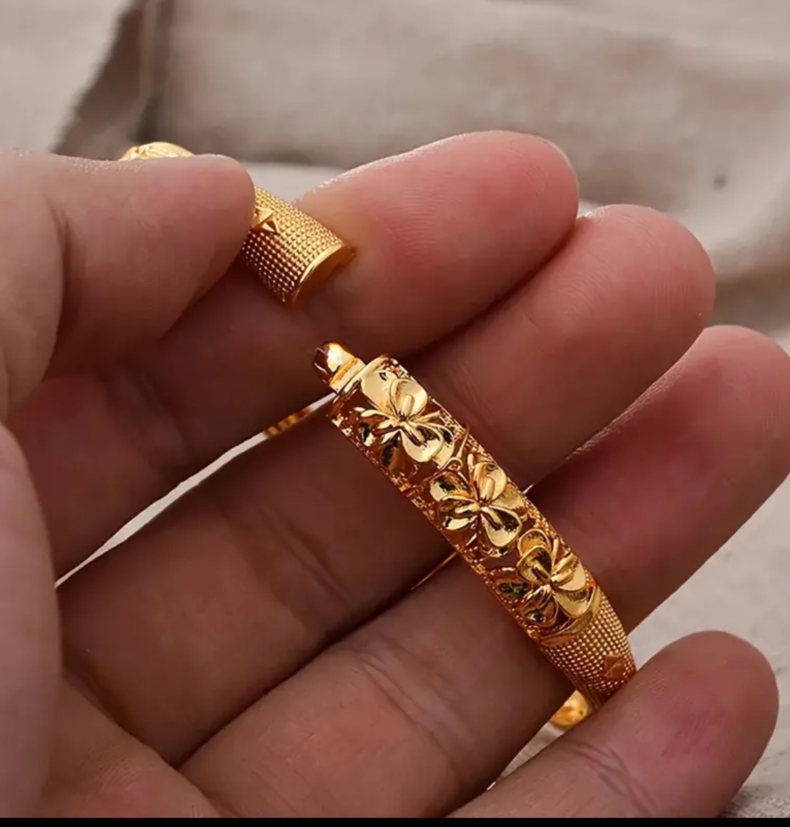 1 pc 24 k plated open bangle bracelet - photo 3