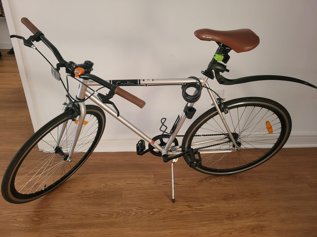 Hiland Urban City Commuter Bicycle, silver and brown