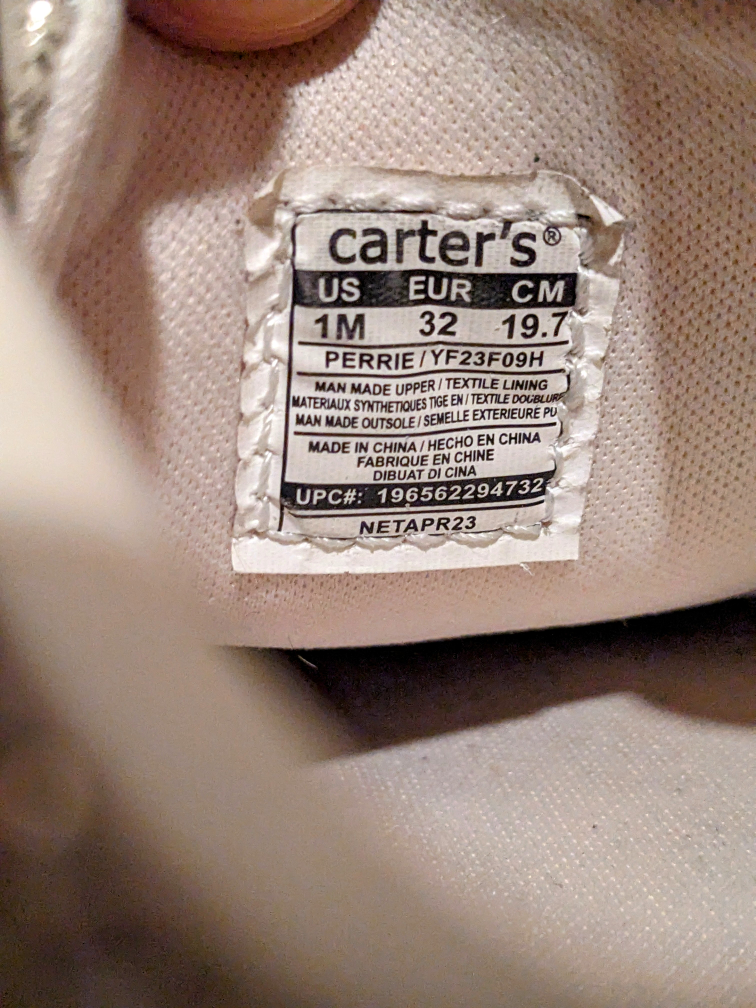 Carter's gold sparkly shoes size 1 $15 - photo 2