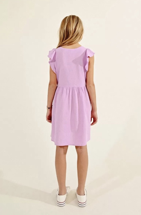 Molly Bracken Cotton Lilac Flounce Sleeve Dress Girls 10/12 image indicator(2)