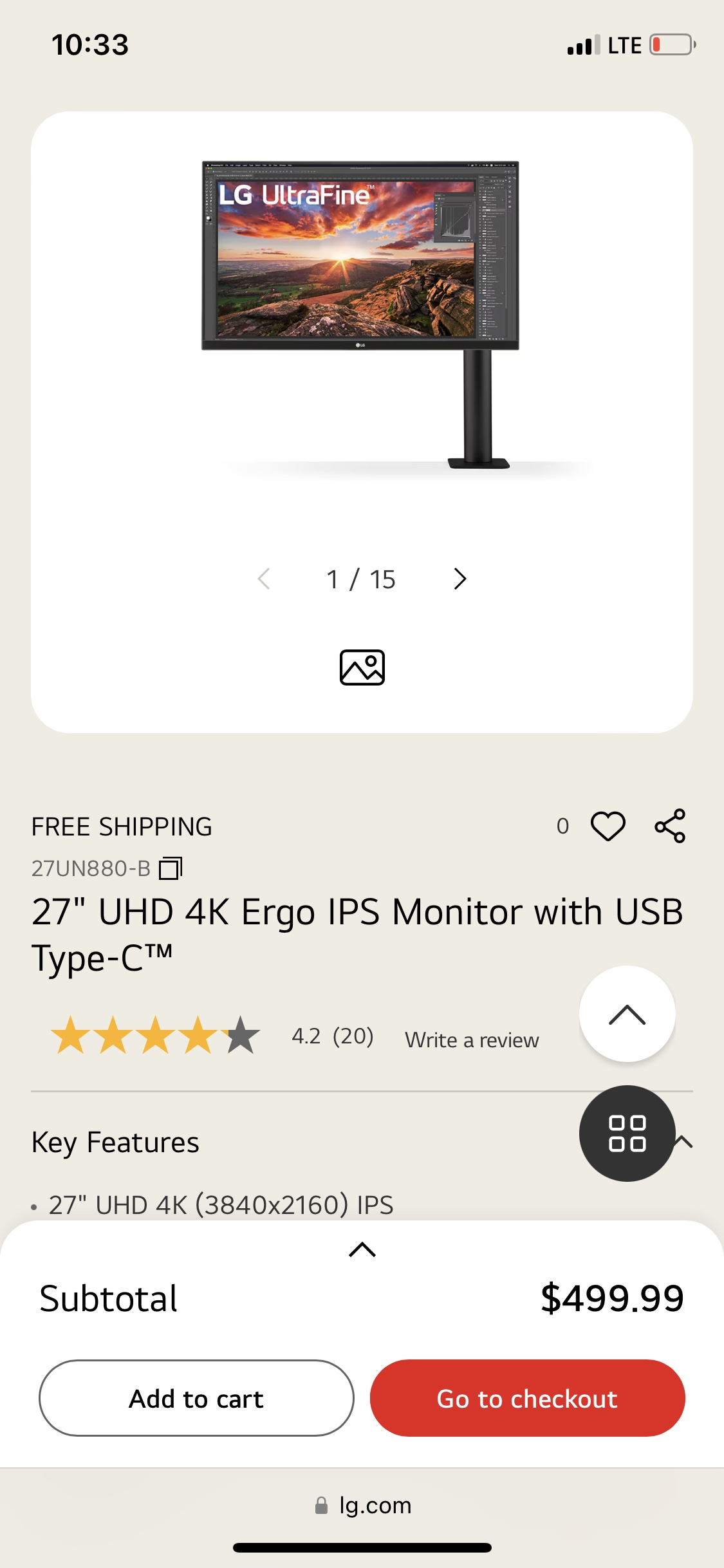 LG 27 QHD monitor for sale - photo 2
