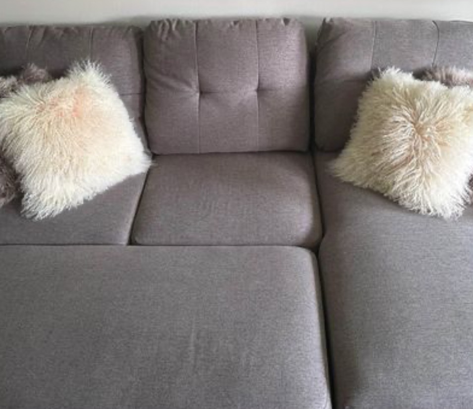 2 Piece Linen-look Fabric Sofa Sleeper Sectional - Grey - photo 4