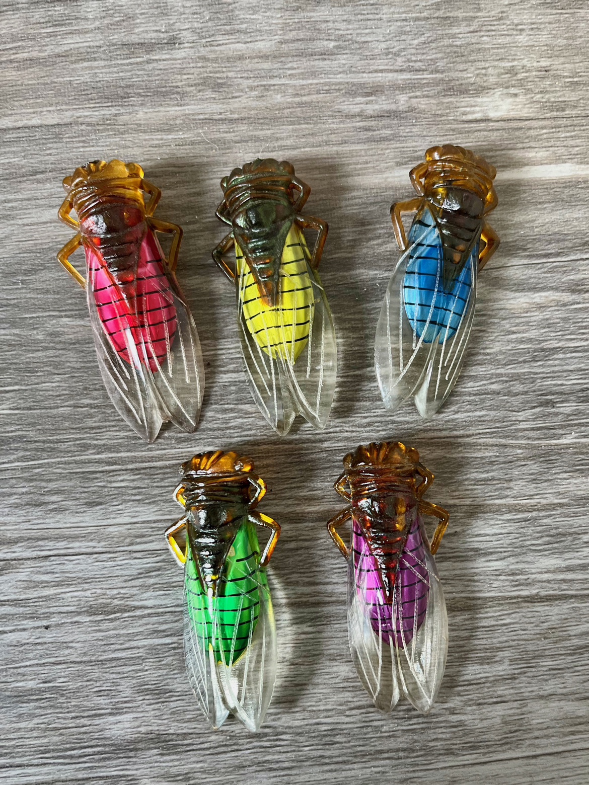 Collection of 5 Handmade Art   Deco Style Cicada Brooches thumbnail