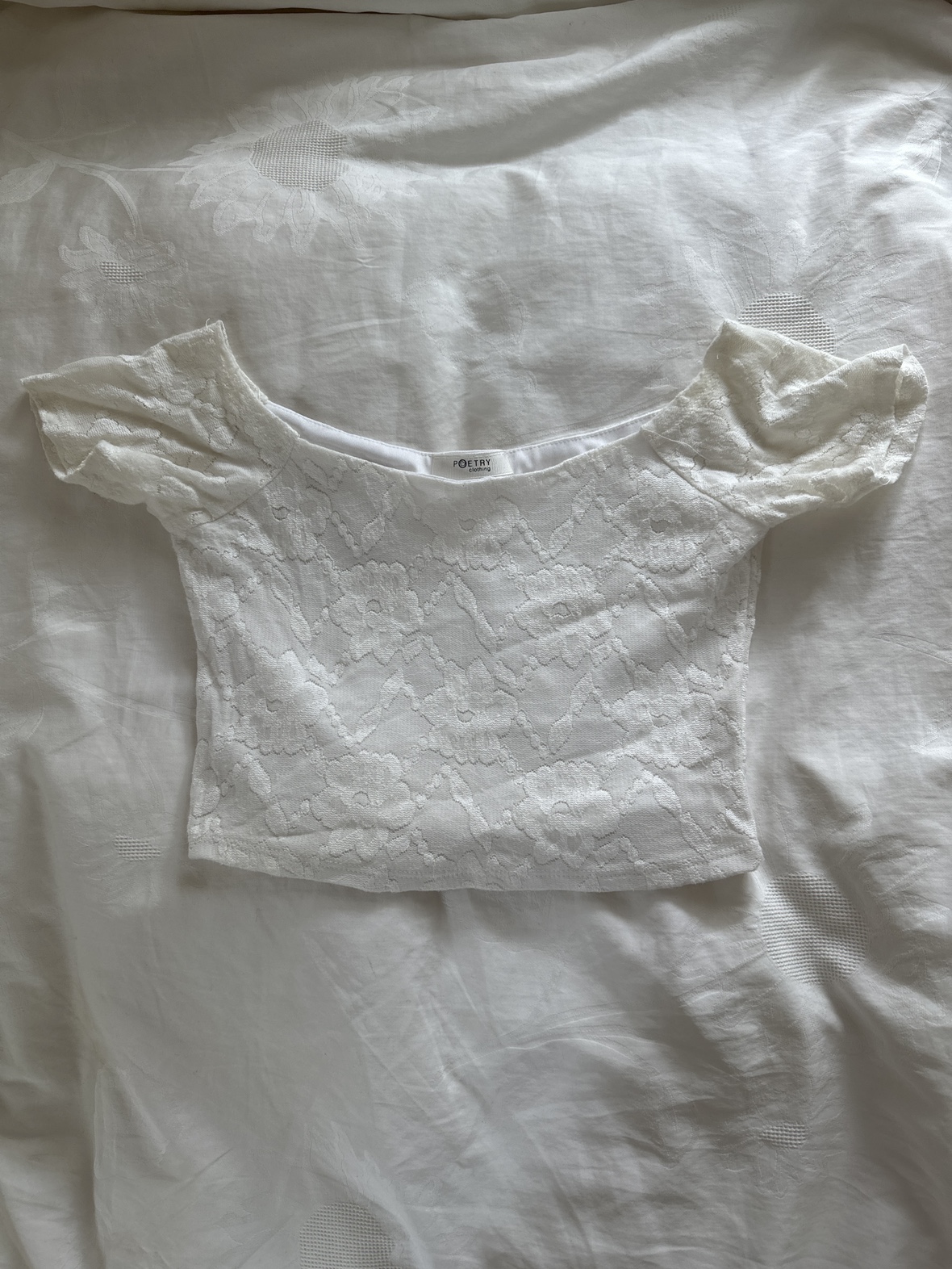 White cropped floral top