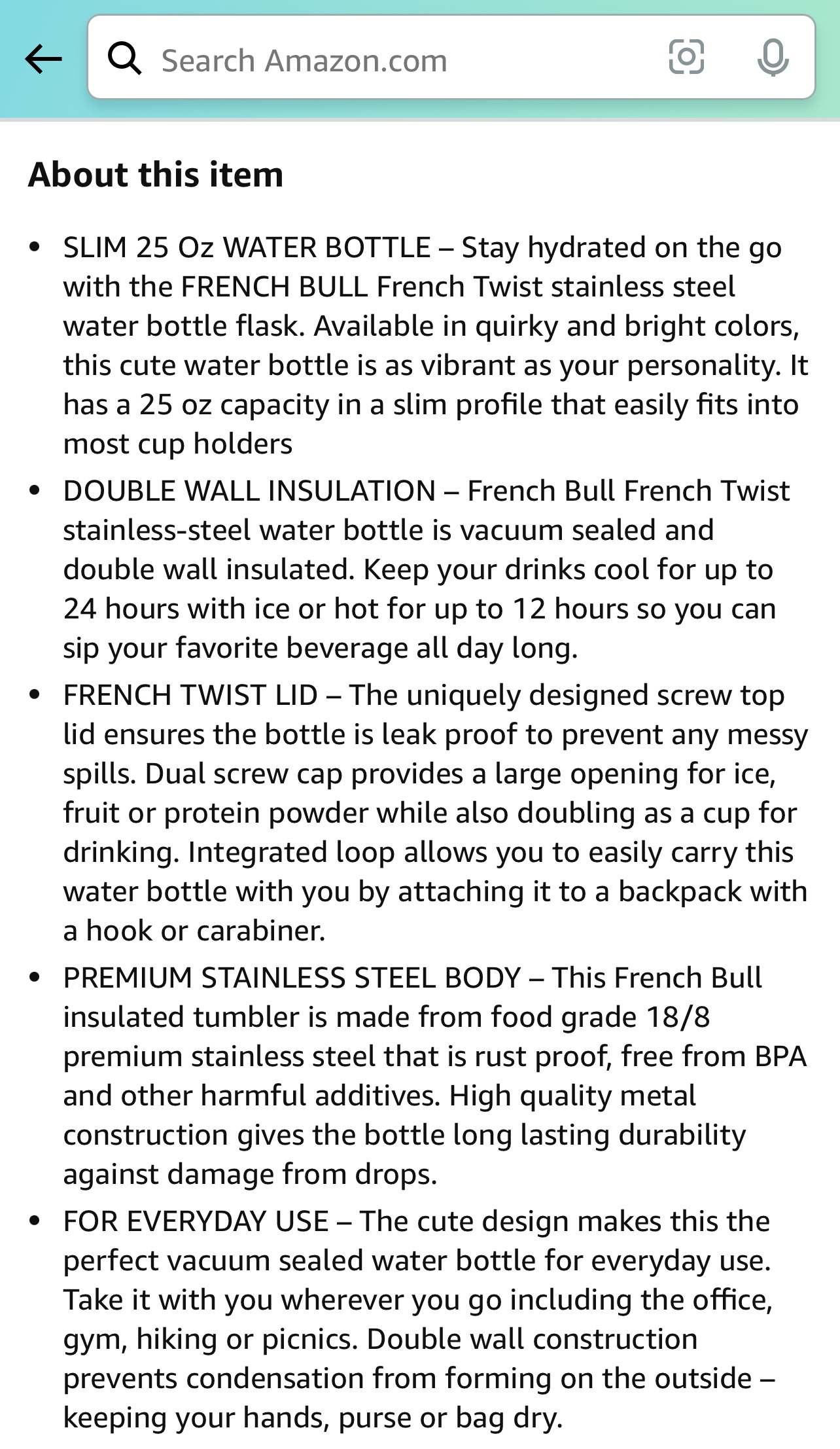 High Quality Water Bottle by “French Bull” image indicator(7)