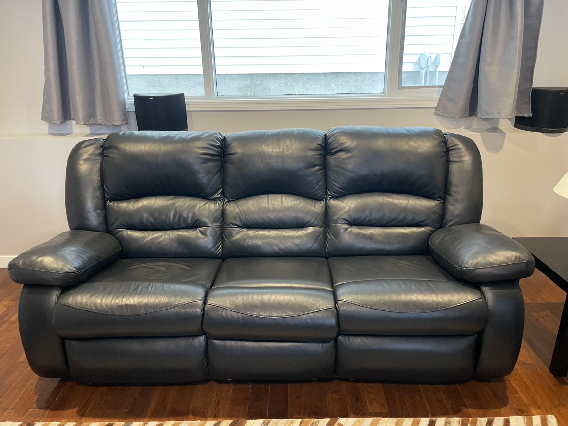 Black leather reclining sofa - photo 2