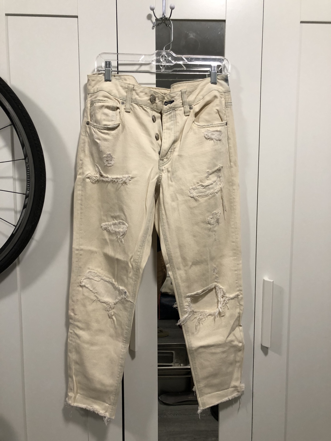 White distressed jeans thumbnail