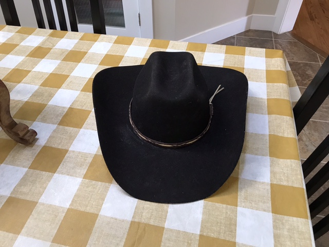 Cowboy Hat. Black felt, size 7