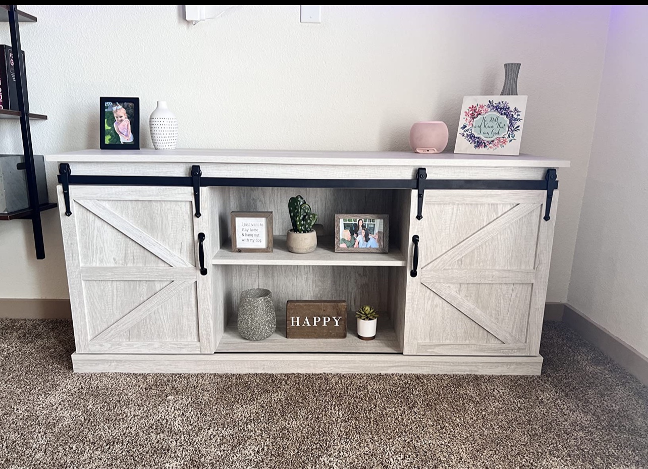 TV Stand Light Gray BASICALLY NEW! - photo 2