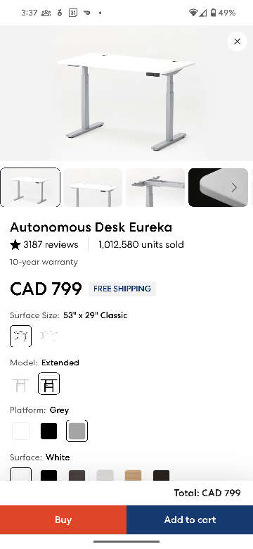 Autonomous Eureka Standing Desk