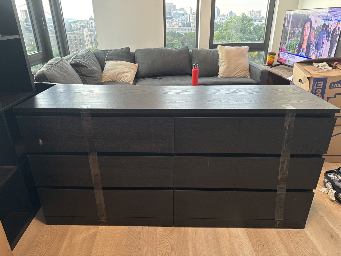 Ikea Black Malm 6 drawer dresser