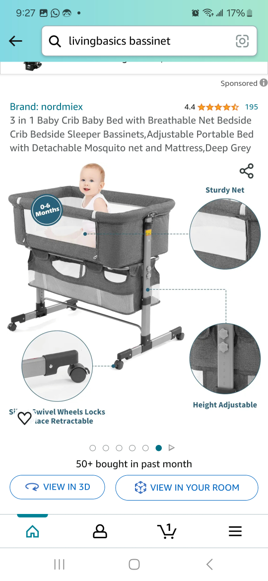 Baby Bassinet, 3 in 1 With Mosquito Nets - photo 3
