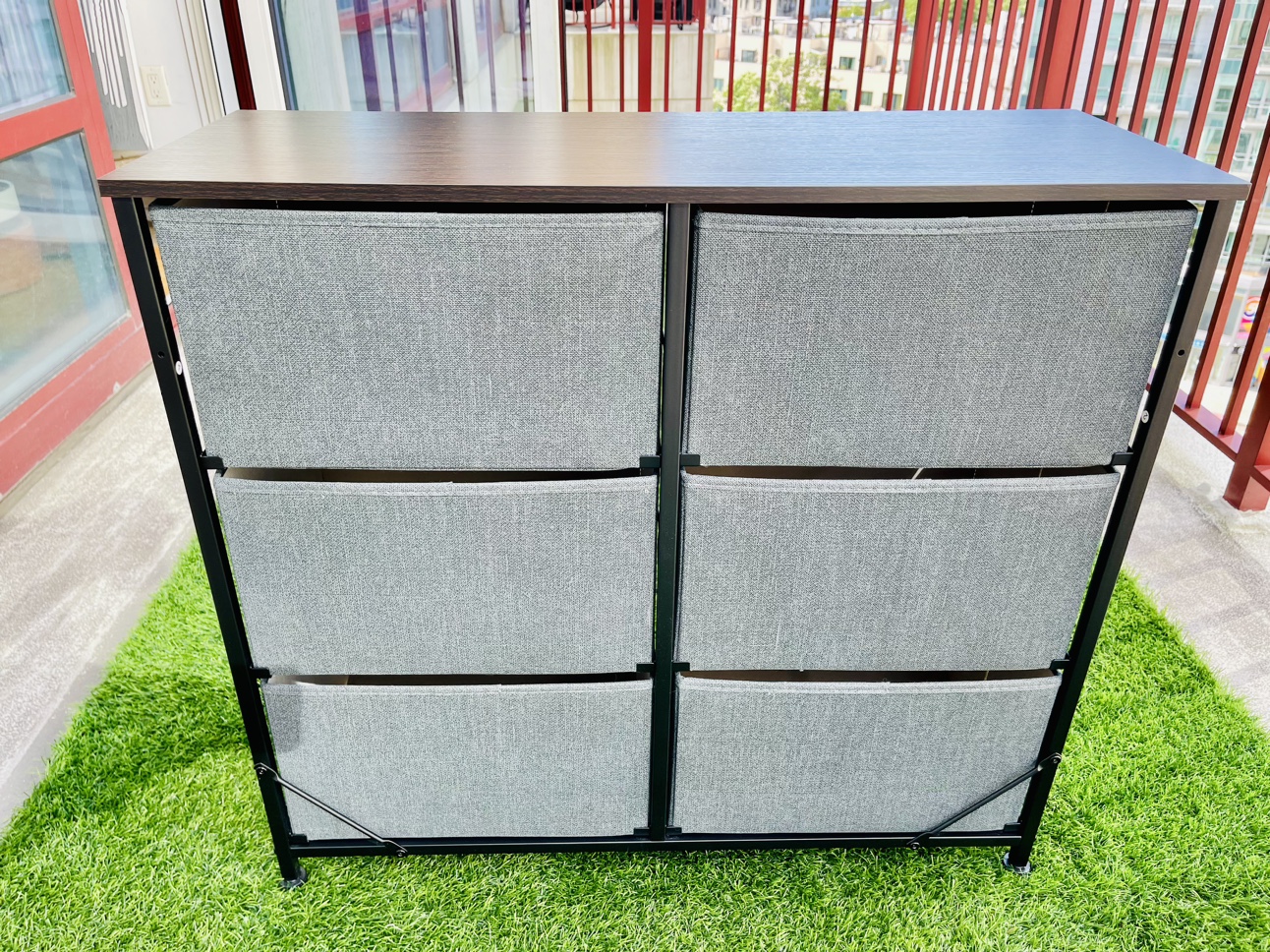 Dresser for Bedroom, 6 Storage Drawers, Black &Dark Grey - photo 3