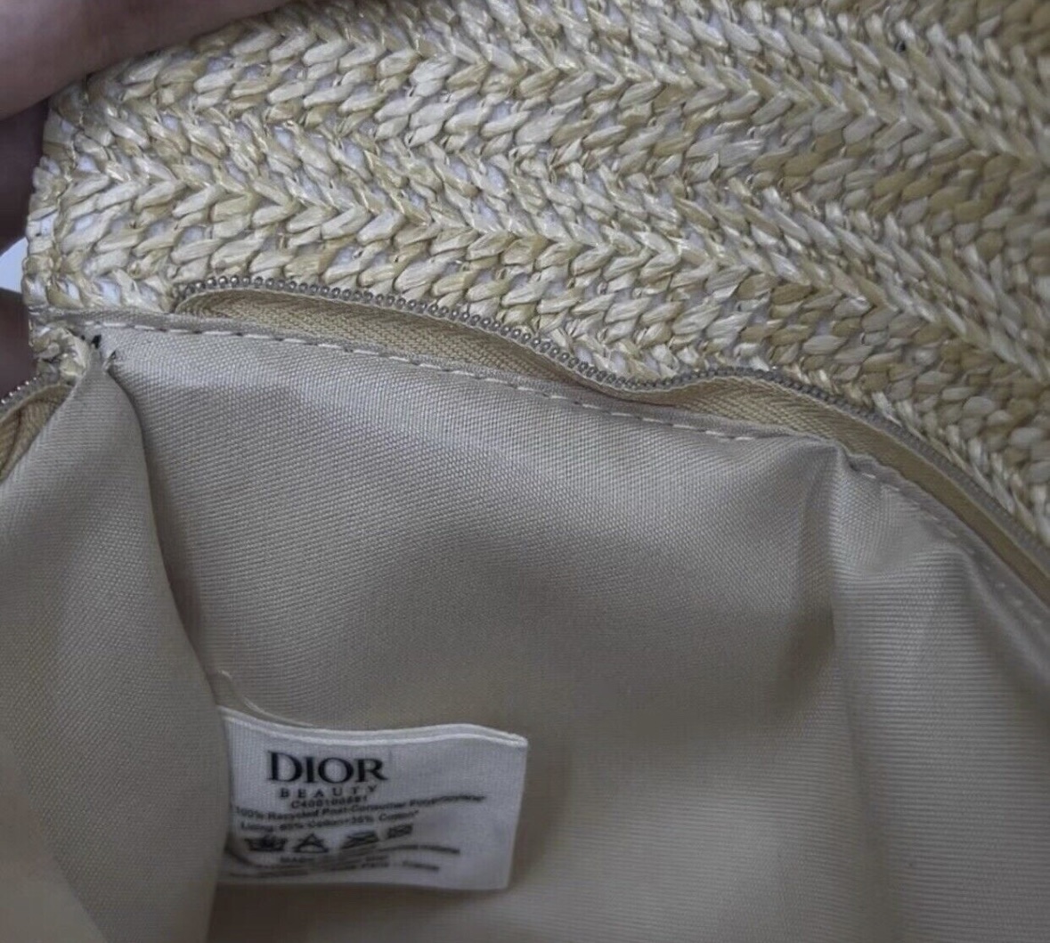 Dior Limited Edition Raffia Cosmetic Pouch Converted to Bag image indicator(3)