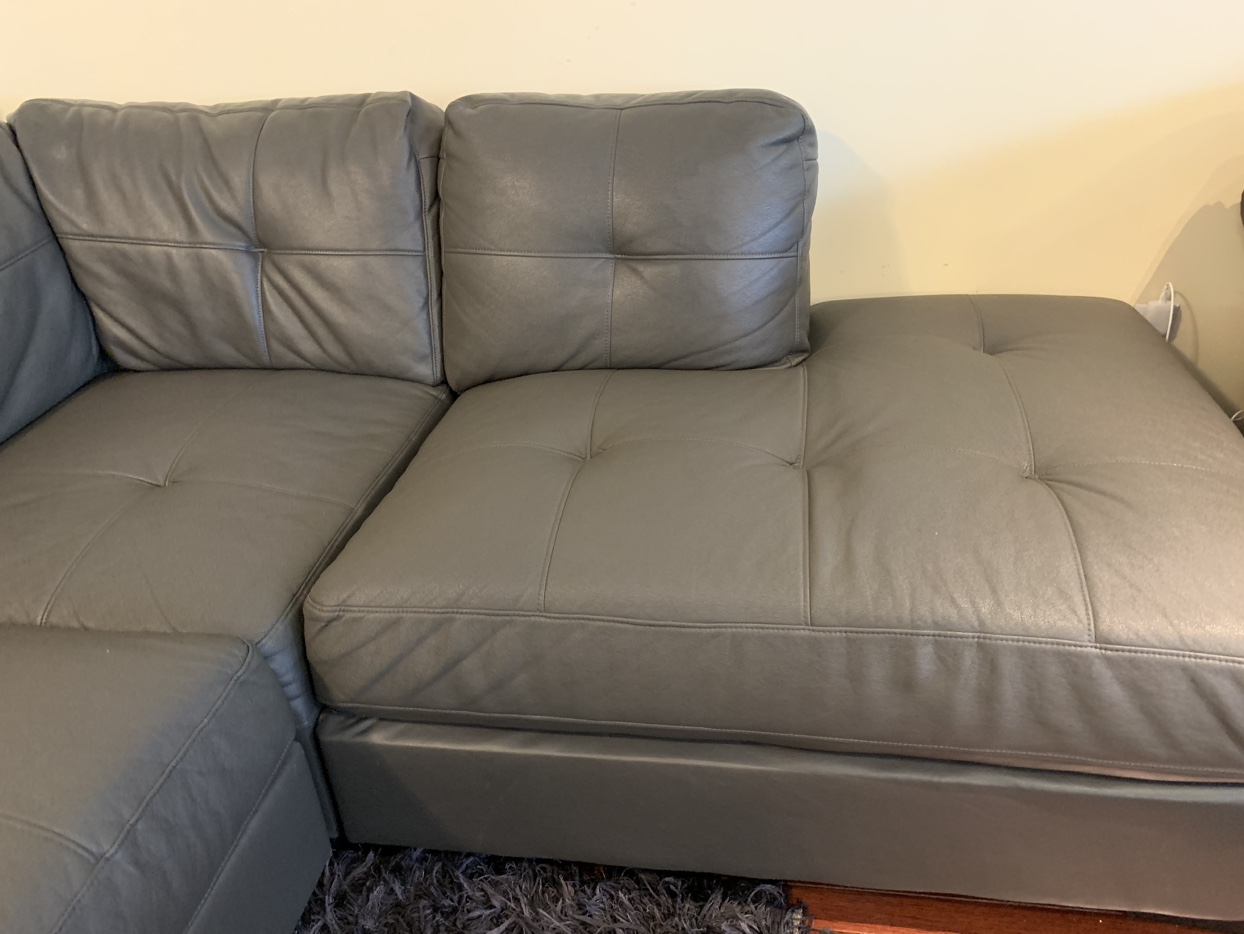 Leons Leather Look 3-Piece Sectional  Sofa, L shaped sofa - Grey - photo 3