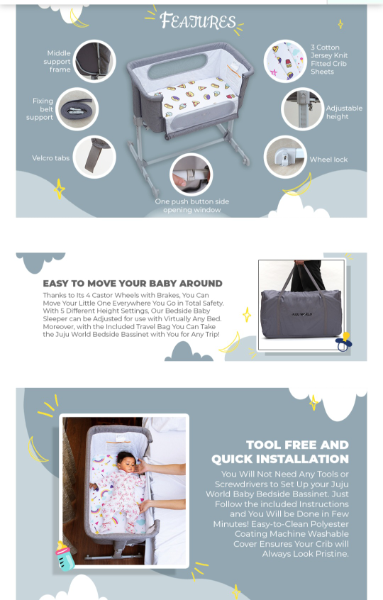 Juju World Baby Bedside Bassinet - Portable - photo 5