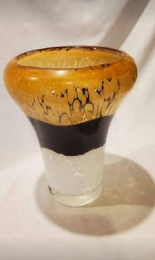 Vase 9" Tri colour Glass, Vintage, Semi See through  9" Vase