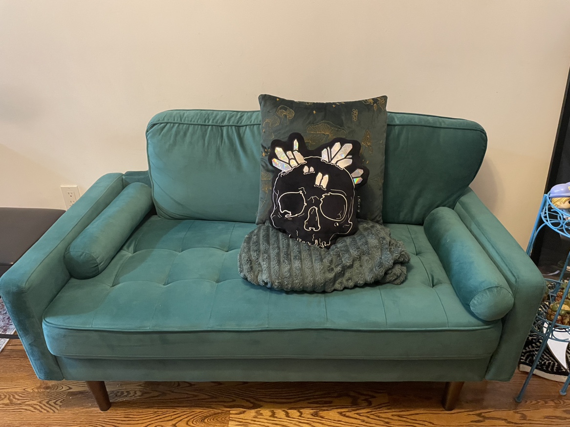 Green Velvet Loveseat / Couch - photo 2