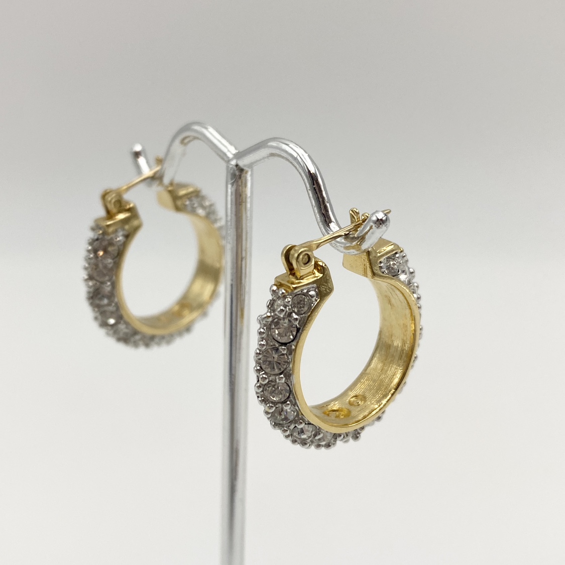 Swarovski Gold Tone Clear Crystal Hoop Earrings - photo 3