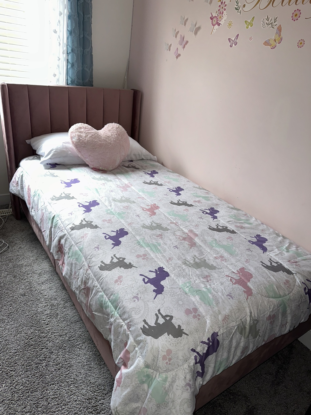 Twin size bed with end table