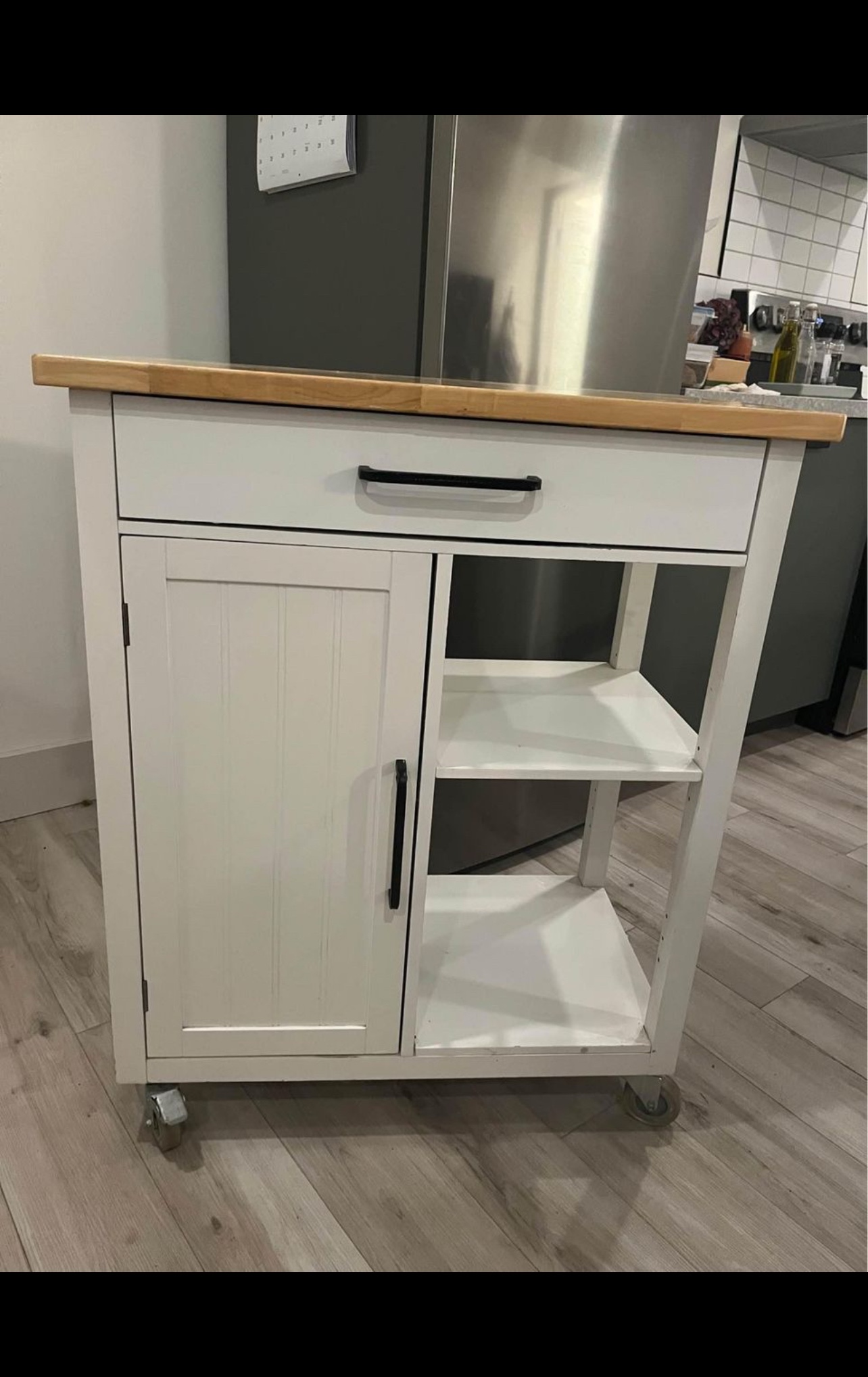Movable Kitchen Island with storage and locking wheels
