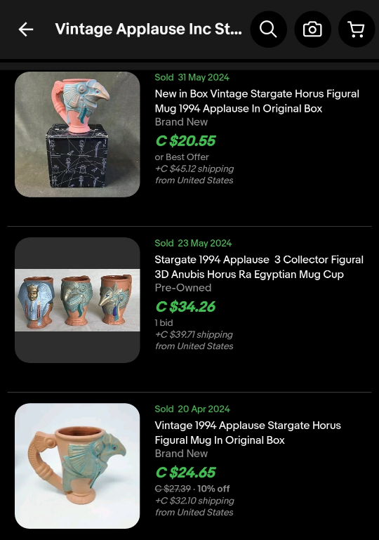 Vintage 90s Stargate Cup Mug Ra Anubis Egyptian Collectors image indicator(3)