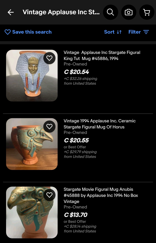 Vintage 90s Stargate Cup Mug Ra Anubis Egyptian Collectors image indicator(4)