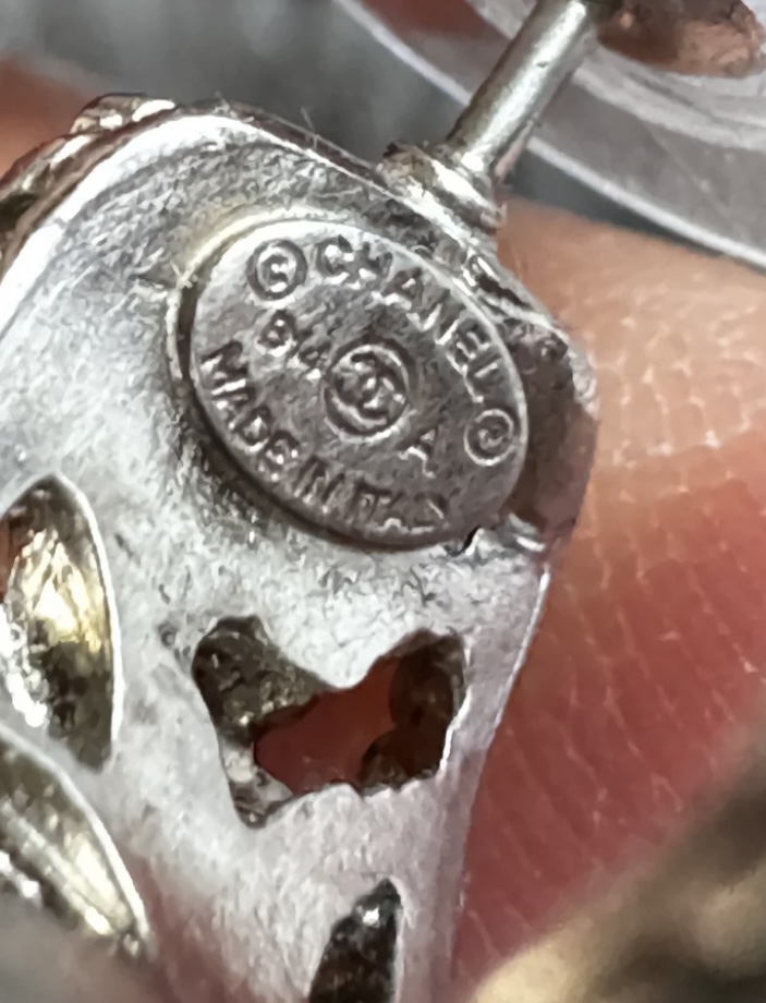 Authentic Chanel Silver Filigree Hoop Earrings image indicator(4)