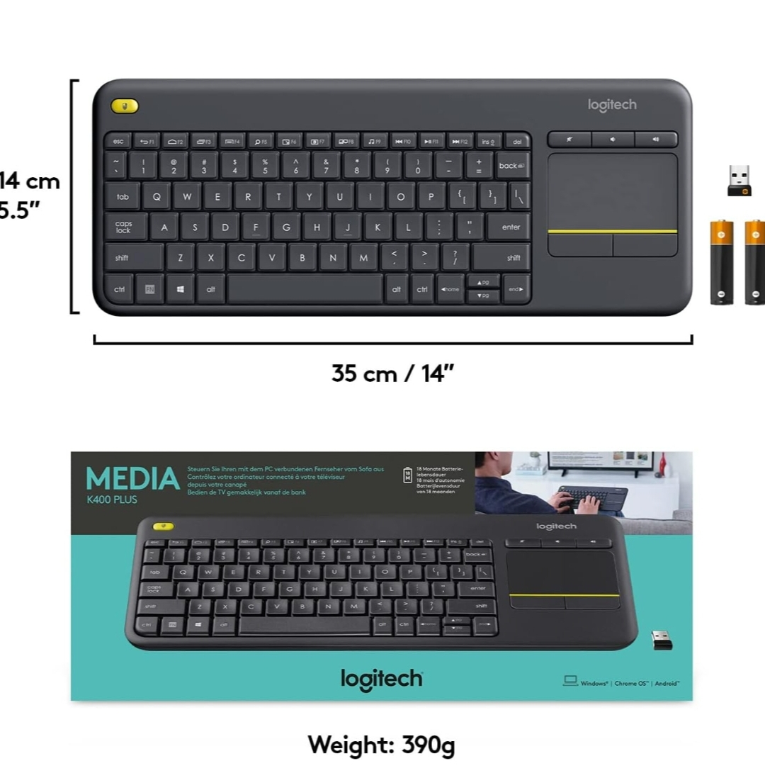 Logitech K400 Plus Wireless Touch TV Keyboard With Mouse image indicator(8)