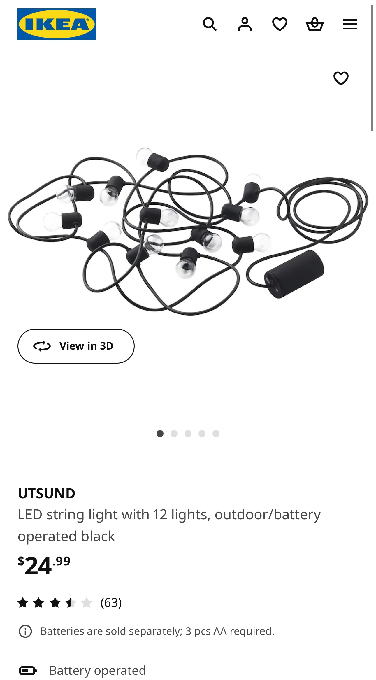AA Batteries operated LED String Light - Retail 25 thumbnail