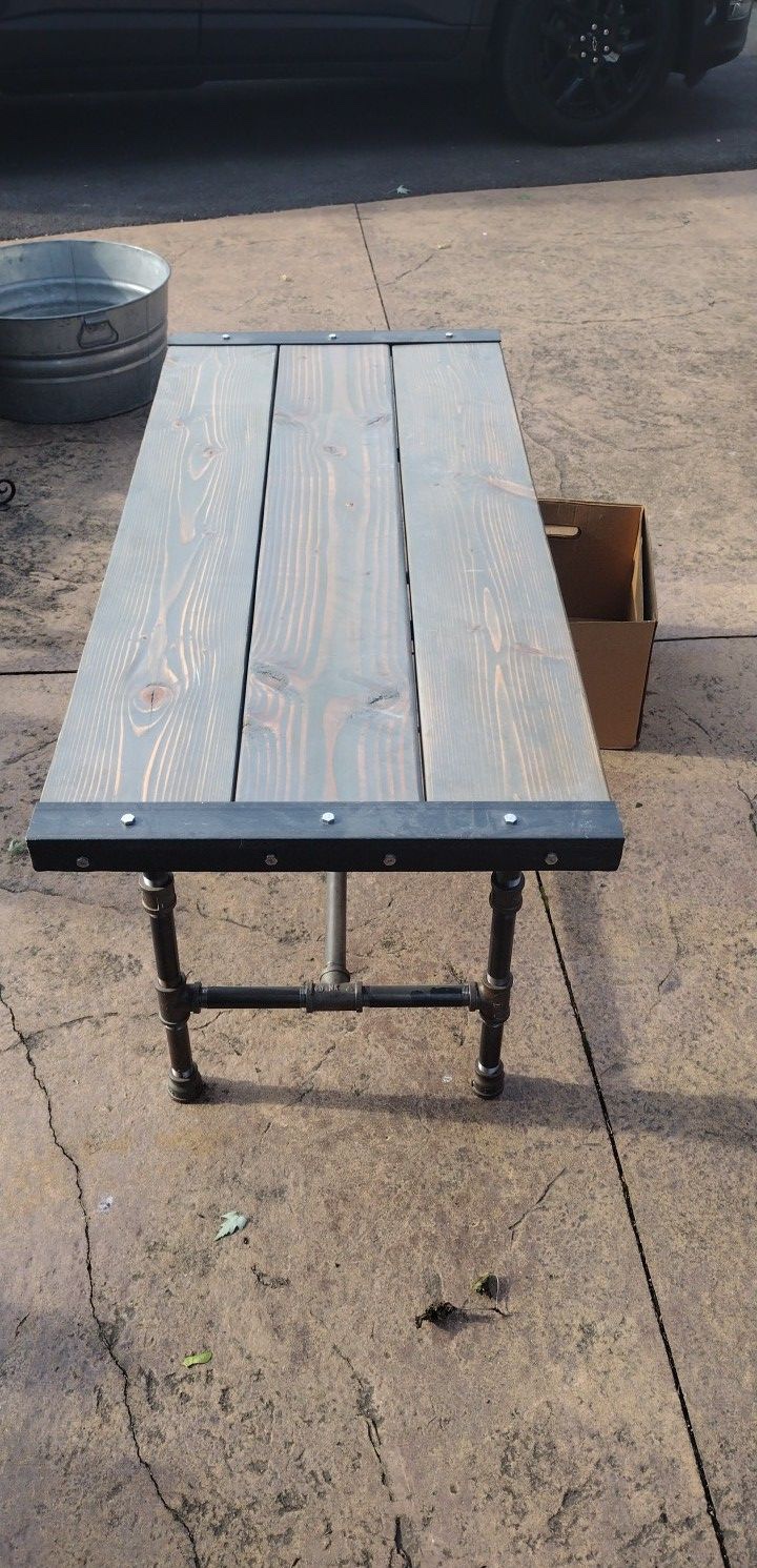 LIKE NEW INDUSTRIAL CONSOLE/COFFEE TABLE - photo 2