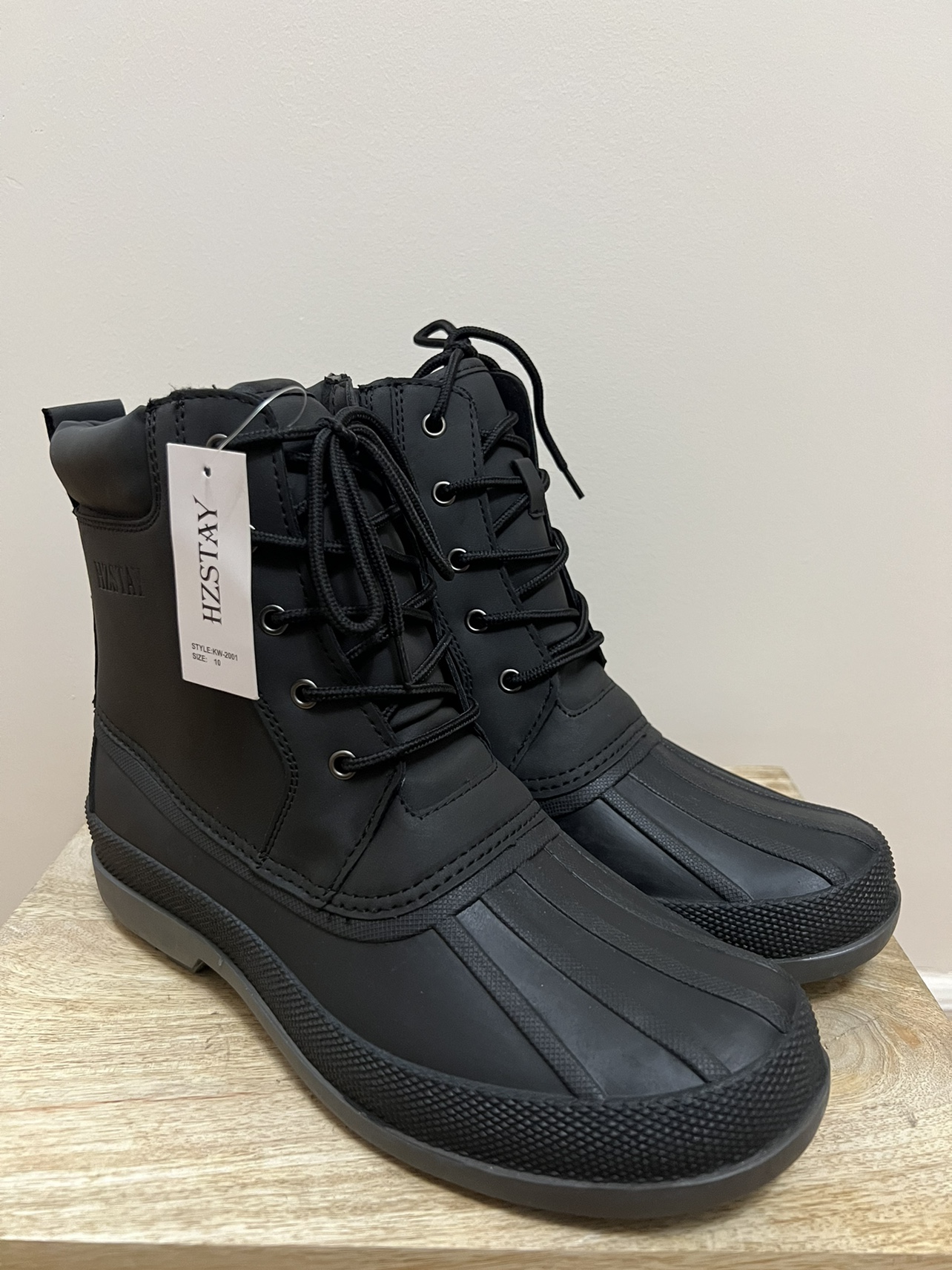 HZSTAY Mens Leather Waterproof Snow Boots thumbnail