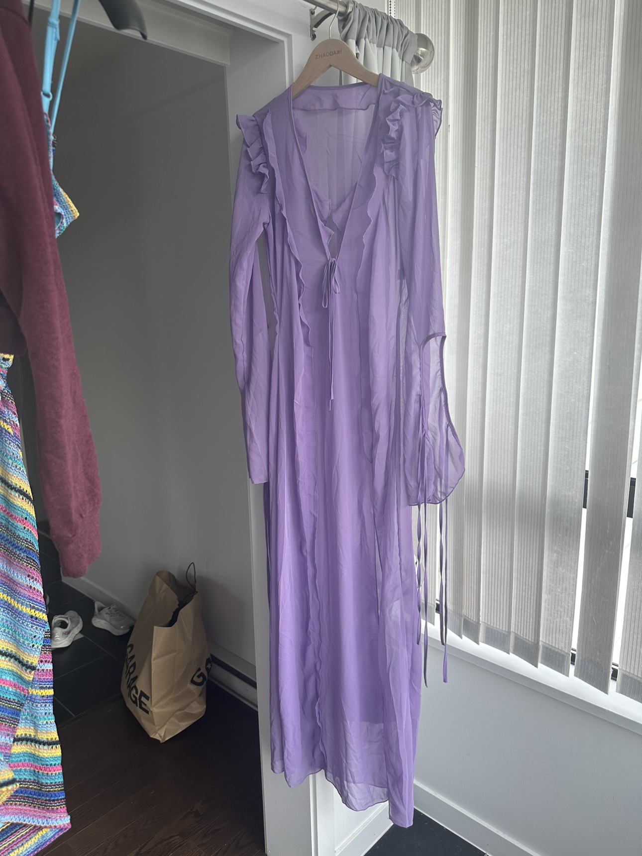 Purple bathing suit cover up thumbnail