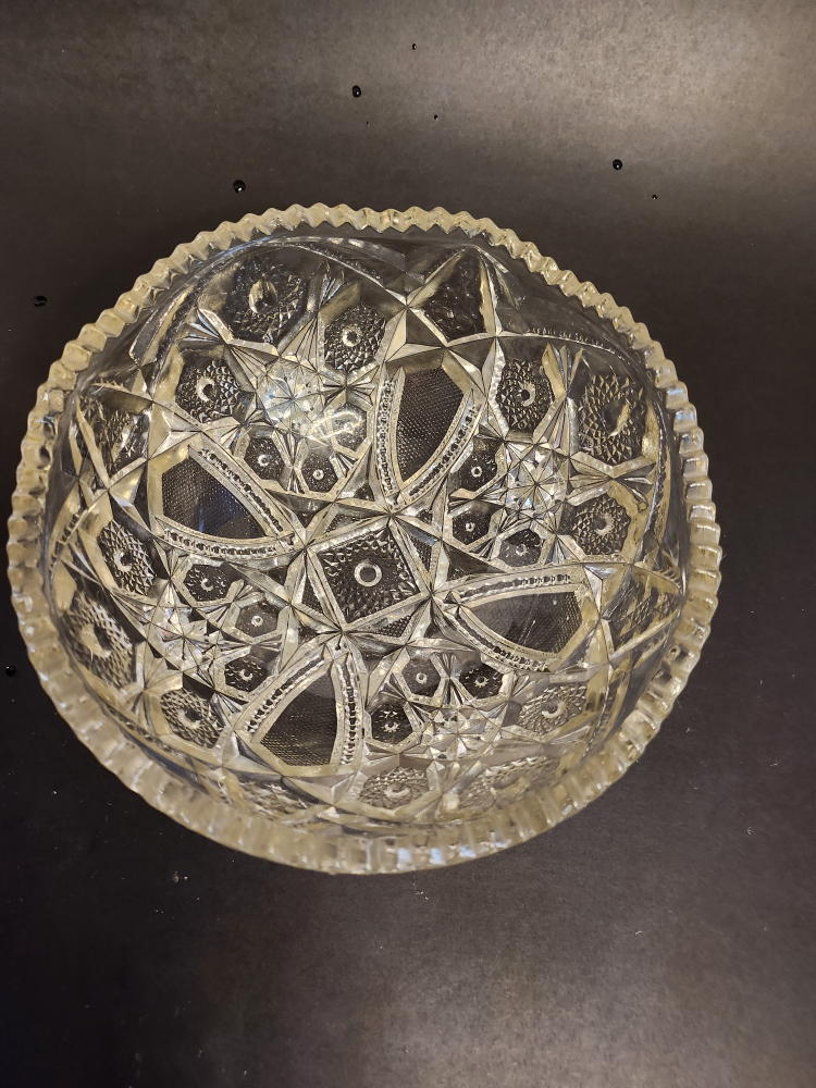 American Brilliant Cut Glass Hob Star Pattern Bowl,  Vintage, - photo 2