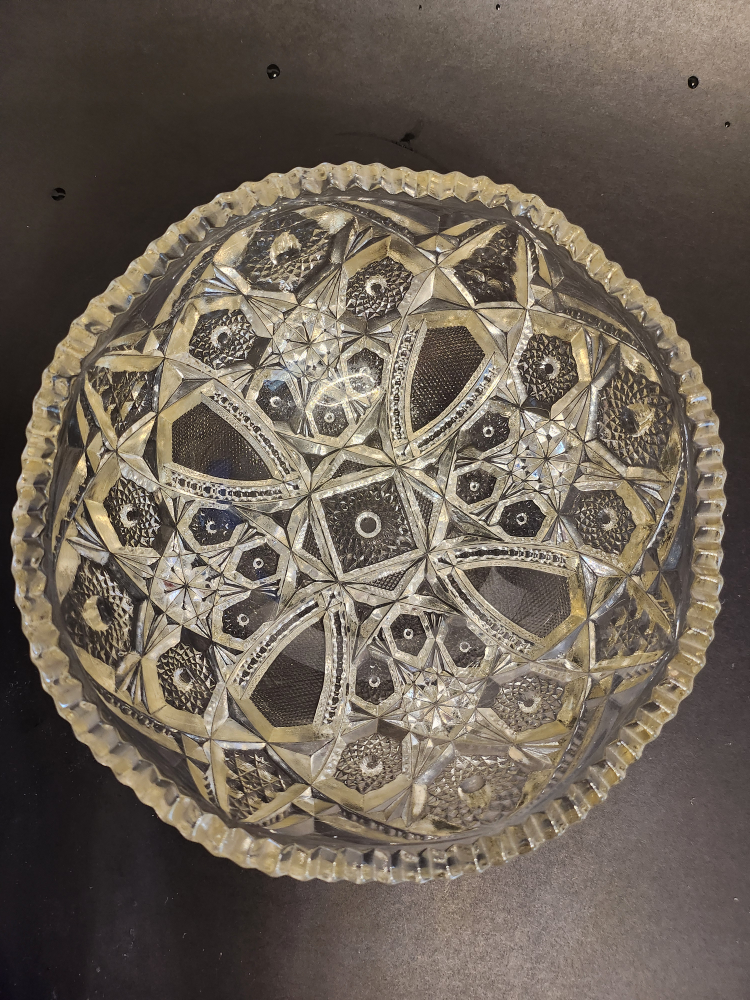American Brilliant Cut Glass Hob Star Pattern Bowl,  Vintage, - photo 3
