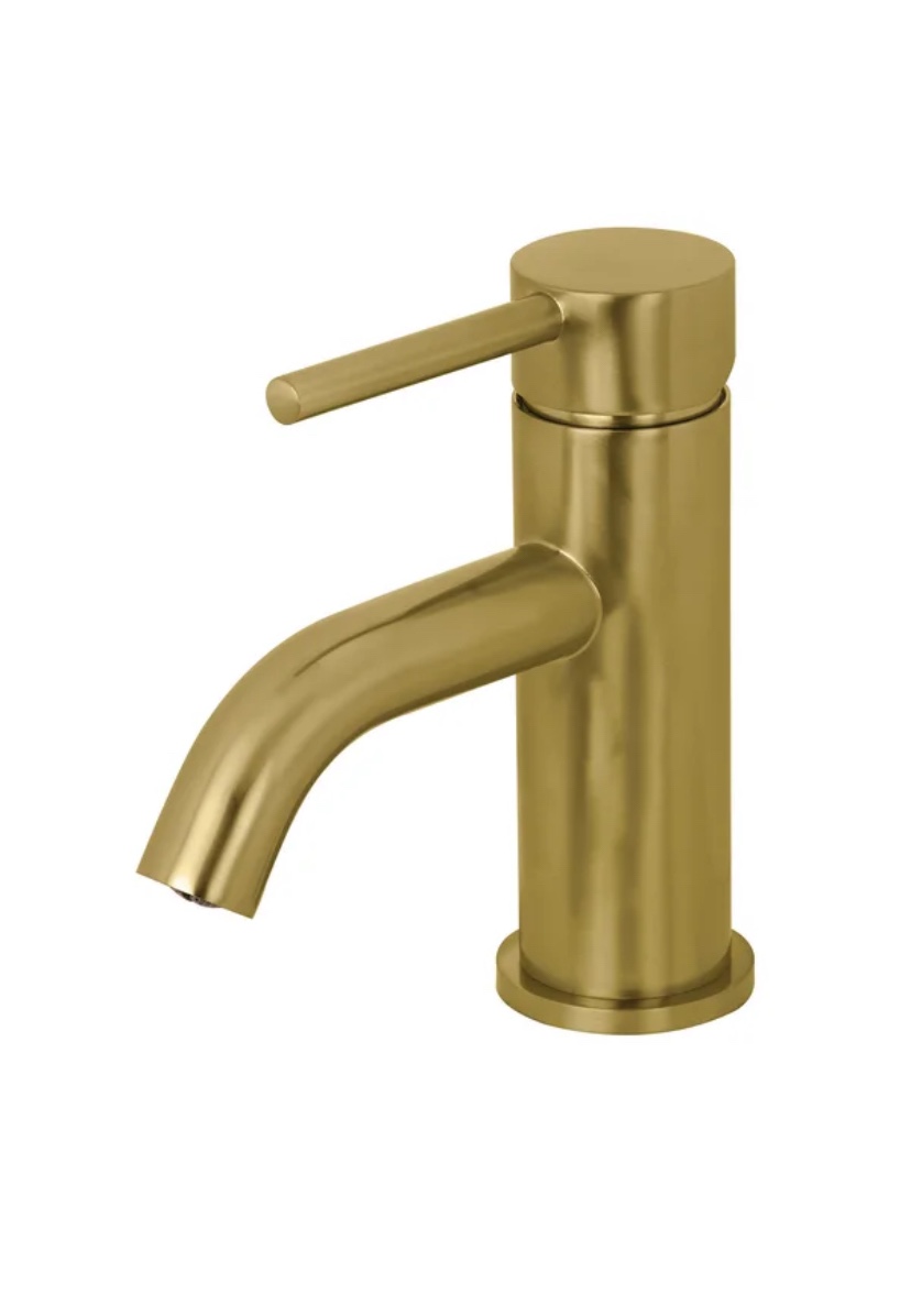 Single Hole Bathroom Faucet w Drain Assembly Brushed Brass New thumbnail